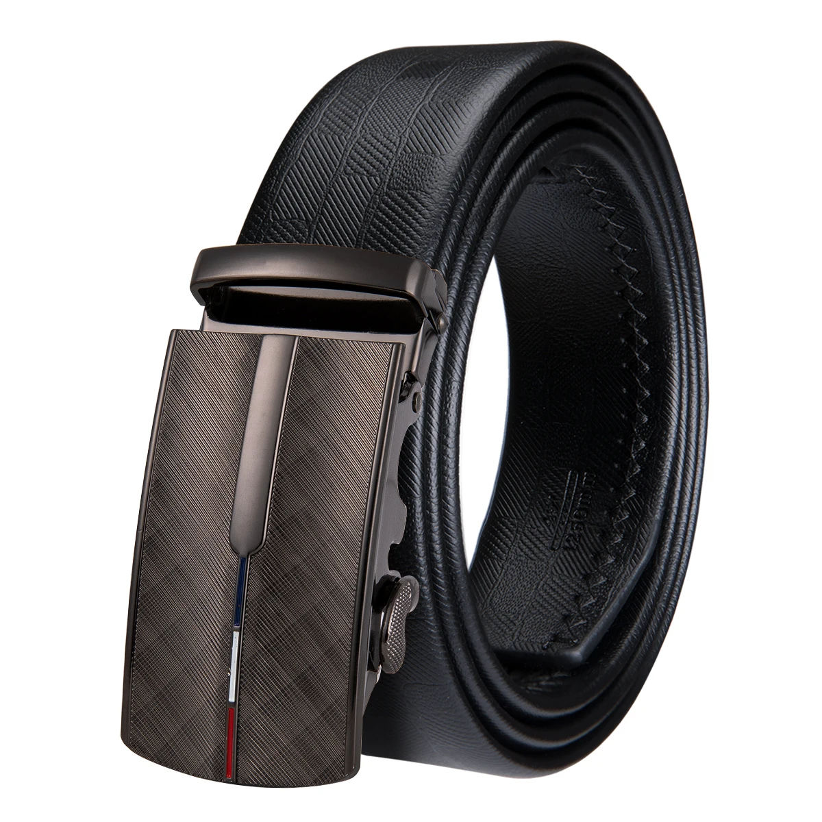Hi Tie Fashion Male Genuine Leather Belt formal Style Black Leather Automatic Buckle Belts for ...