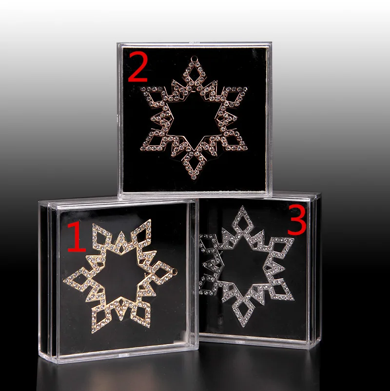 New Stars Car Ornaments Diamond Hexagram Stainless Snowflake Shape Metallic Auto Interior Ornaments Accessories For Women Girls