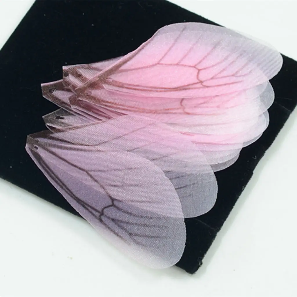 50pcs Cloth Fashion Dragonfly Wing Charms for Women Earrings Pendant Jewelry