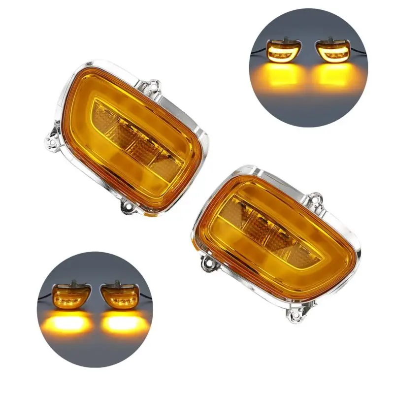 

12V Front LED Turn Signals Light Amber Lens For Honda F6B 13-17 GL1800 01-17 14 Motorcycle