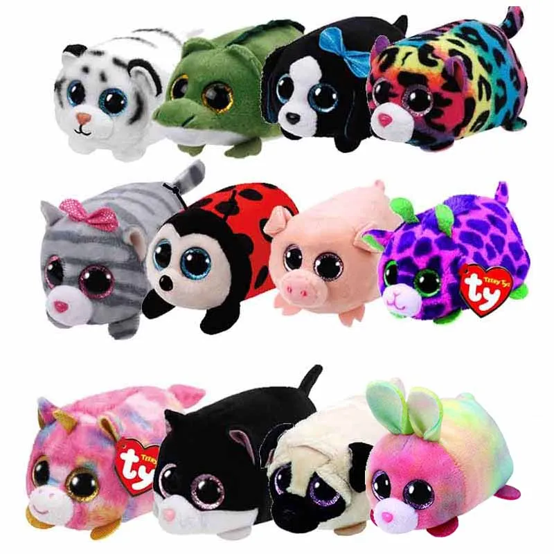 10cm Mini Teeny Tys Ty Plush Toys Beanie Boos Big Eyes Fox Unicorn Bunny Dragon Pocket Tsum Candy Pig Stuffed Doll Ty Kids Gift