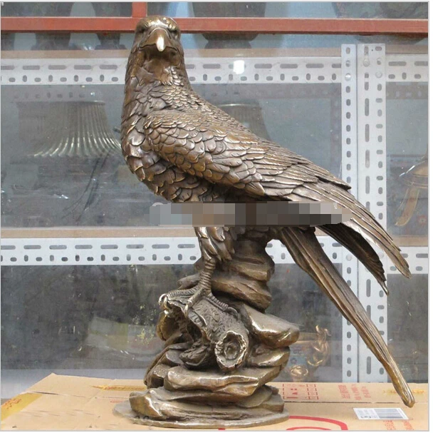 

8800604<<<24"Western art Statue Bronze Beautiful Sculpture hawk eagle tercel Stand effigy