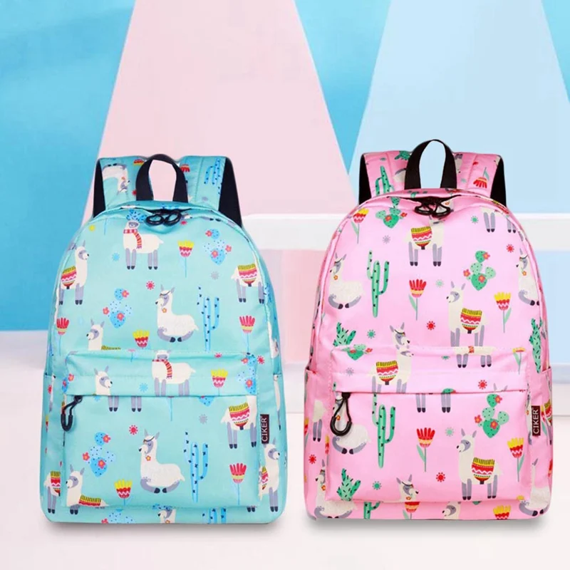 

1 PC Alpaca Printed Backpack Foldaway Rucksack Terylene Book Big Capacity Double Shoulder Bags For Women Girls Travel Dropship