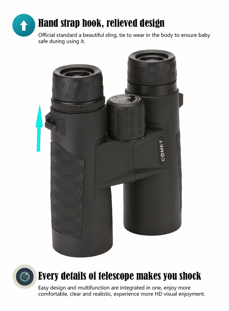 COMET 8x42 Compact Binoculars Bird Watching Waterproof Bak4 Telescope Llll Night Vision High Clarity For Tourism Hunting Camping