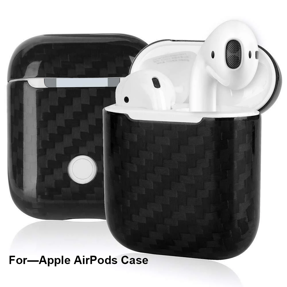 Чехол из углеродного волокна 3K для Apple AirPods, Ультратонкий и устойчивый к царапинам чехол из настоящего углеродного волокна для AirPods, глянцевый