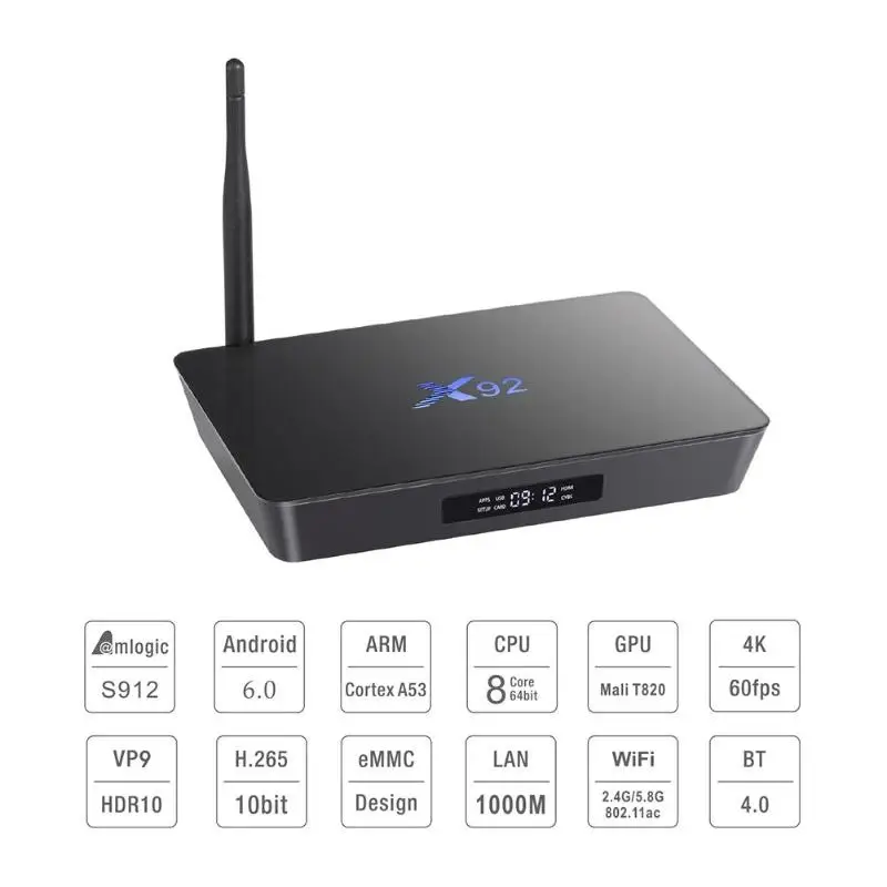 

X92 S912 2+16G BT4.0 2.4/5.8G TV BOX