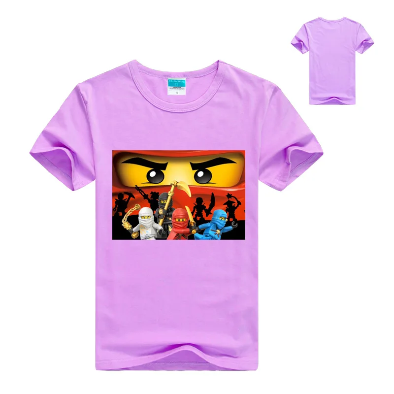 Летние футболки для мальчиков детская одежда Ниндзя Одежда Ninjago с мультяшным принтом для девочек короткий рукав Футболка для детей ясельного возраста детская одежда топ, футболка - Цвет: Purple 7044
