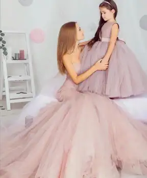 

2019 PrincessDusty rose matching photo Pageant Gowns Long Evening daughter mother matching tulle photography dress Flower Girls