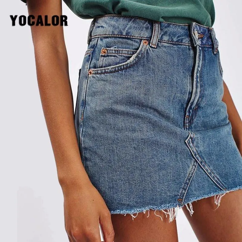 

2018 Denim Female Skirts Womens Streetwear Short Jeans High Waist Pencil Vintage Korean Wrap Blue Tight Skirt School Kilt Girl