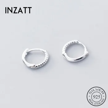 

INZATT Real 925 Sterling Silver Minimalist Geometric Round Hoop Earrings For Fashion Women Party Fine Jewelry Trendy 2019 Gift