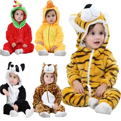Высокая качественная одежда для малышей Зима животных Симпатичные Детские комбинезоны для мальчиков Одежда для девочек спортивный костюм