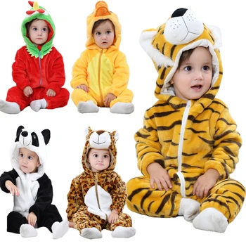 

High quality baby clothes Winter Animal Cute baby rompers Boys girls clothing newborn jumpsuit disfraz bebe Flannel romper