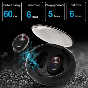 

TWS Dual Bluetooth Earphone Phone Headset Wireless Earbud with Handsfree Stereo Music With Charging Box Microphone Headphones