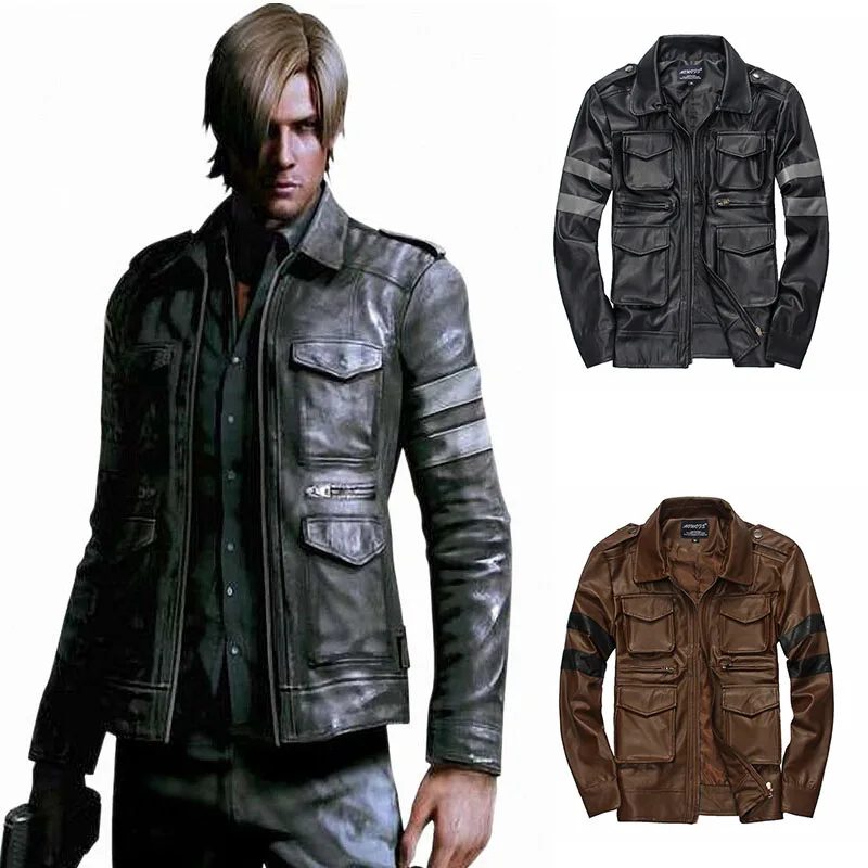 

2019 New Men's Fashion Leather Cosplay Jackets Casual Long Sleeved Motorcycle Leather Jacket Slim Fit Men's Winter Coats