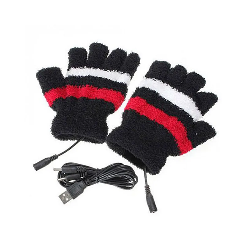 Прямая поставка Зимние грелки для рук наклейки грелка без пальцев перчаткосушитель с USB разъемом офисные Осенние теплые рукавицы шерстяные носки - Цвет: Черный