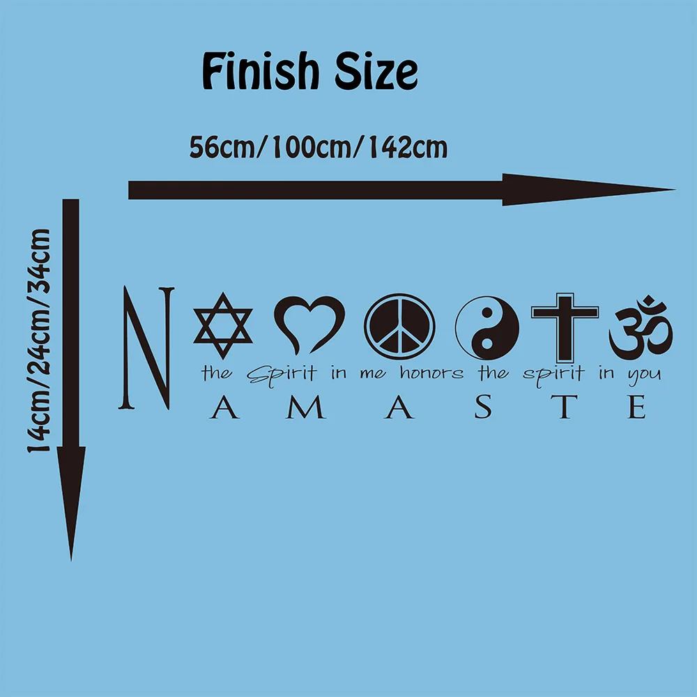 Namaste Yoga Quote Logo Hindu Spirit Wall Sticker Gym Yoga Hindu Logo Inspirational Quote Wall Decal Vinyl Decor (1)