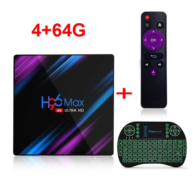 H96 MAX RK3318 Смарт ТВ приставка Android 9,0 2,4G и 5G Wifi BT4.0 H96Max медиаплеер Google голосовой помощник - Цвет: 4G64G add I8