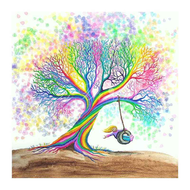

DIY Diamond Painting Cross Stitch Diamond Embroidery Square "Still More Rainbow Tree Dream"Cross Stitch Kit Home Decorations LRR