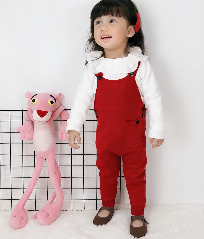 

Candy Color Knitted Baby Boys Girls Overalls Rompers Jumpsuit Soft Cotton Bib Harem Pants 1-5Y Baby Boy Clothes