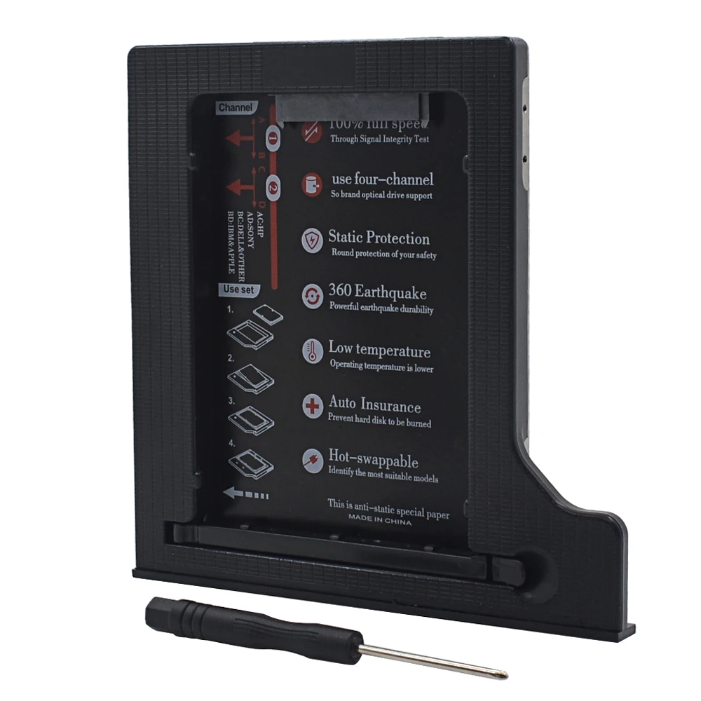 

New Universal 9.5mm 2nd HDD Caddy SATA 3.0 Aluminum Material For Laptop DVD-ROM Dual LED for 2.5" SSD Hard Disk Case Enclosure