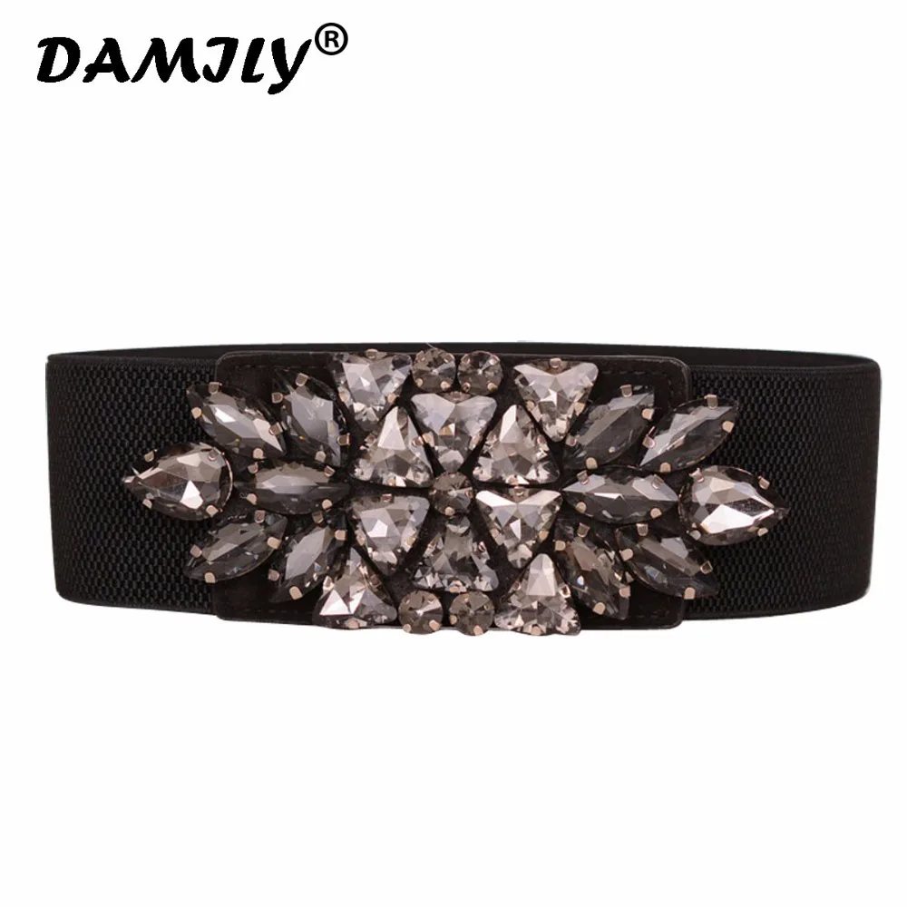 Elegant Rhinestone Belts for Women Waistband Luxury Brand Ladies Dress
