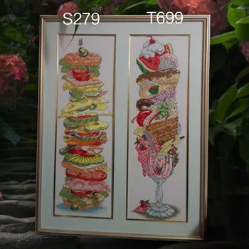 

Fishxx Cross Stitch Kit T699 S279 Super Ice Cream Fruit Dessert Hand Embroidered Restaurant Two Patterns