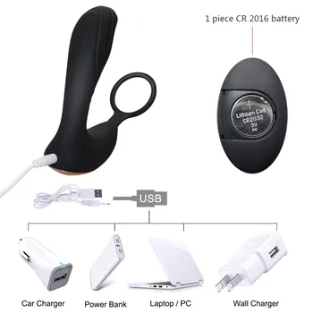 New Remote Control Prostate Massager USB Charging with Cock Ring Butt Plug Anal Vibrator Sex Toys for Men  Anal Prostata 5