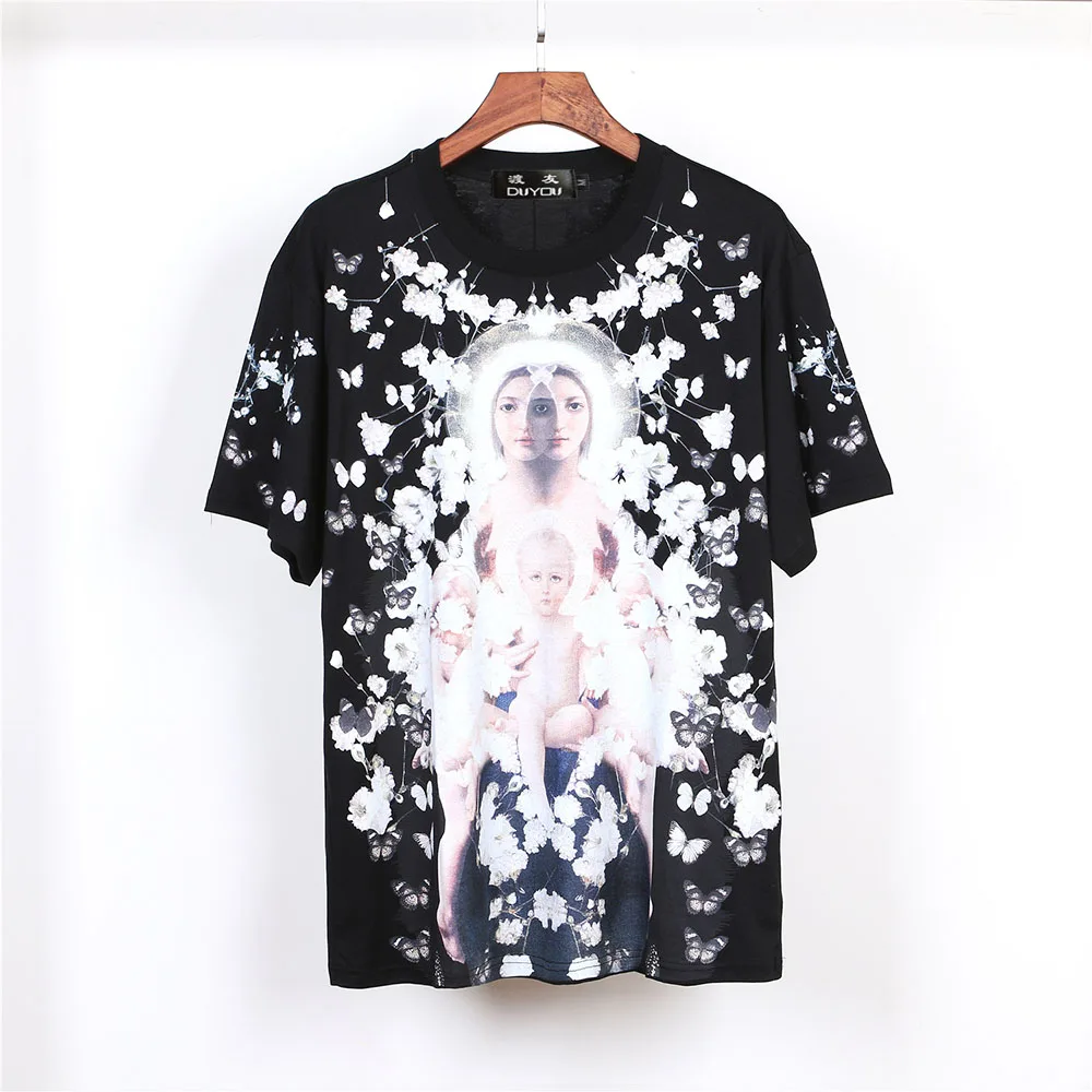 

PPFRIEND Virgin Mary Men's T-Shirts 2019 Funny Printed Short Sleeve Tshirts Summer Hip Hop Casual Cotton Tops Tees Streetwear