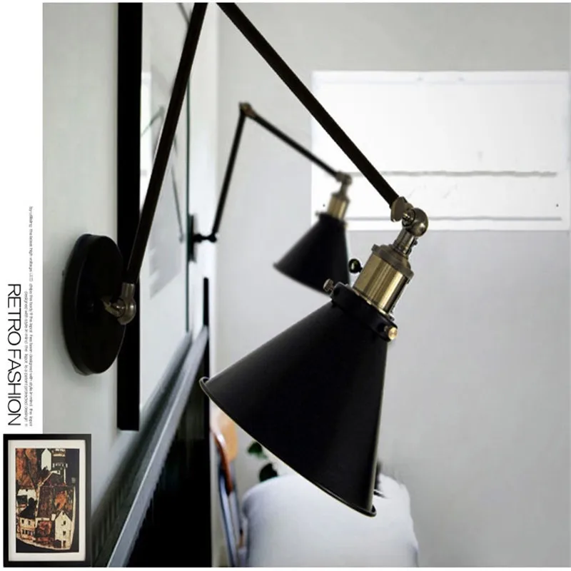 

Industrial Vintage Wall Lamps Simple style Wall Lights LOFT Little Umbrella Double Arm Bedside Lamp Restaurant Light Fixtures