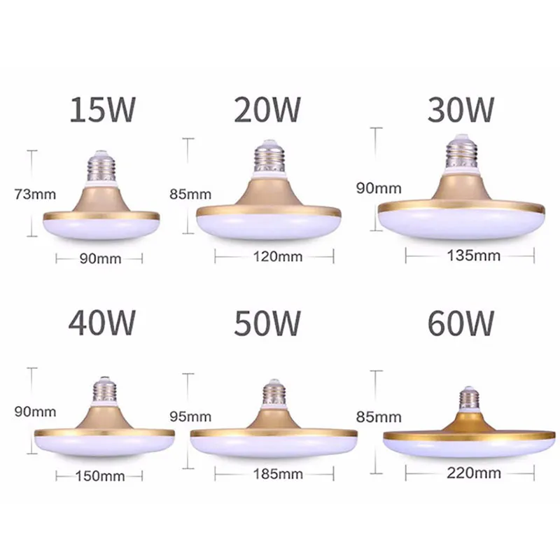 Энергосберегающий светодиодный лампы светильник AC180-265V 220V SMD 5730 2835 Светодиодный лампы E27 15 Вт, 20 Вт, 30 Вт, 40 Вт, 50 Вт, 60 Вт светодиодный лампада LED для дома UFO арома лампы