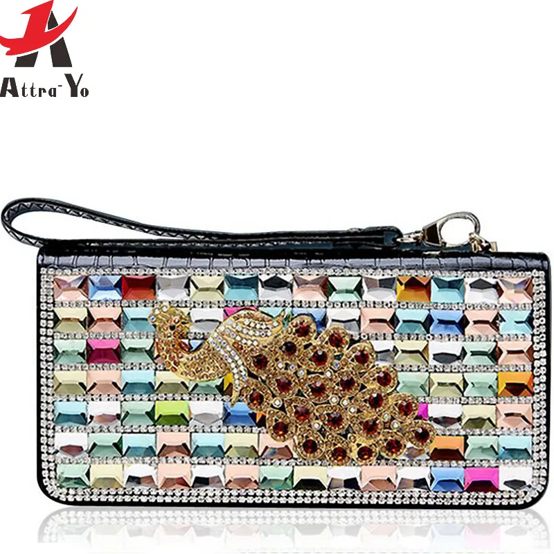 

Attra-Yo Wallet Women Long Style Wallets Female High Quality Bags Women's Purse Card Holder Designer Crystal Clutch LM4437ay