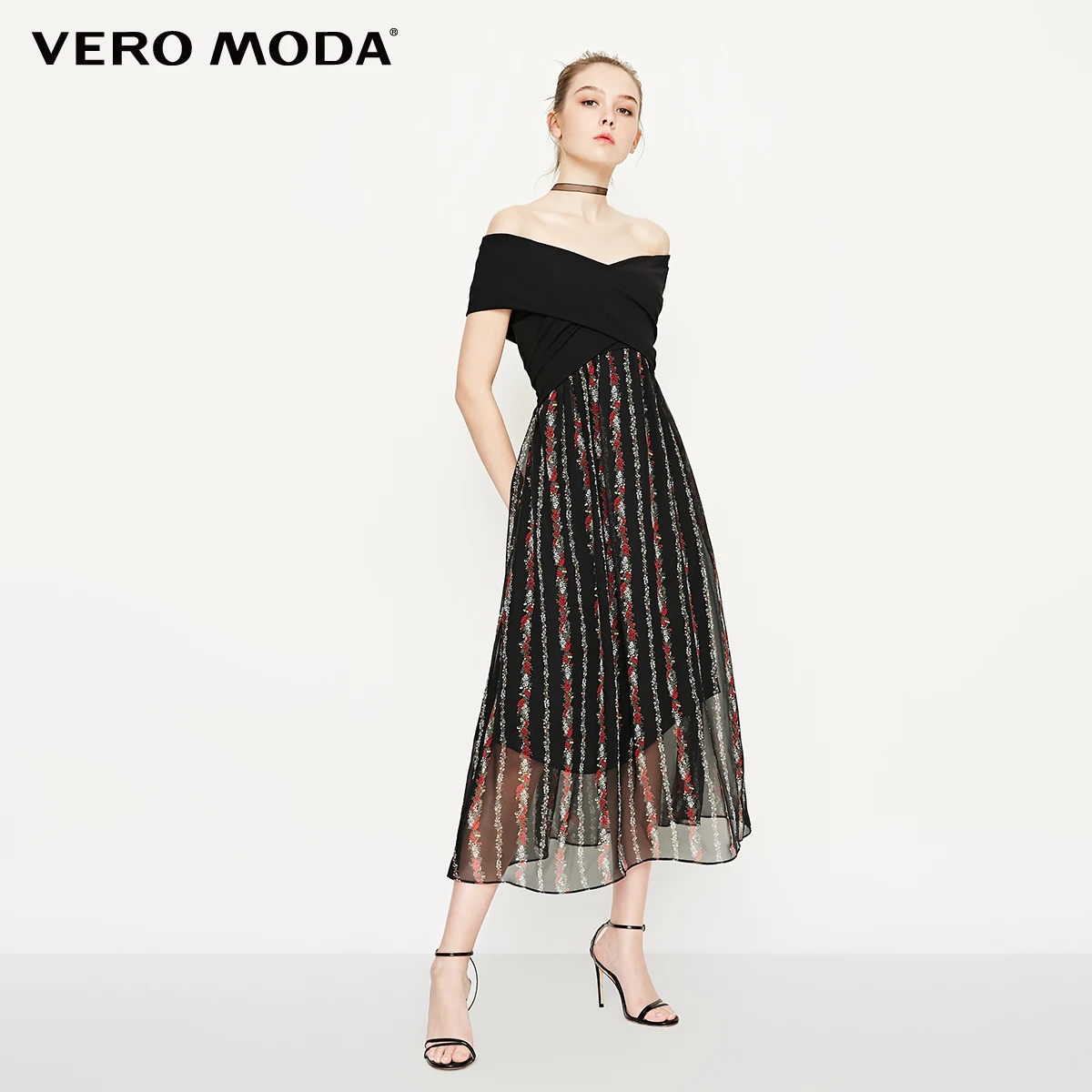 Vero Moda Новое Женское трикотажное платье с открытыми плечами и коротким рукавом | 31837B512