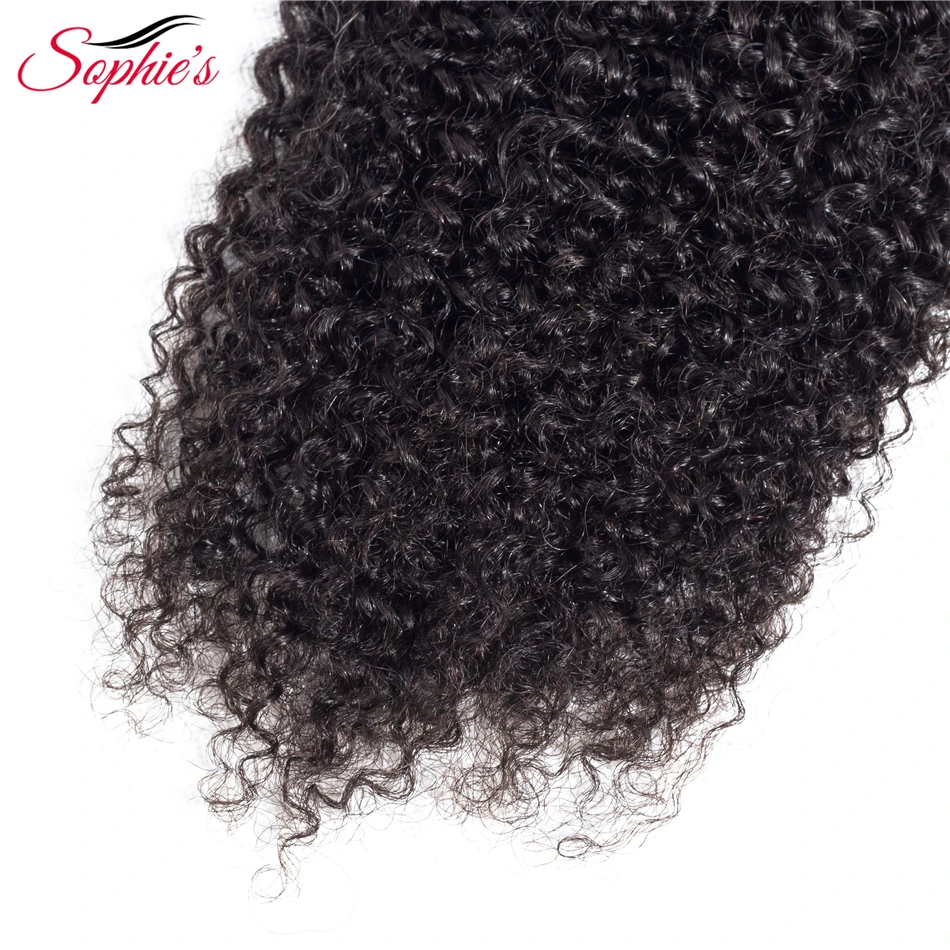 Sophie's Brazilian Kinky Curly Hair Wefts Human Hair Weaves 3 Bundles Non-Remy Natural Color Double Weft Human Hair Extensions