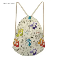 TWOHEARTSGIRL Портативные Сумки на шнурке обувь для девочек сумки для женщин музыкальные Примечания дорожный мешок для хранения полиэстер рюкзак высокого качества