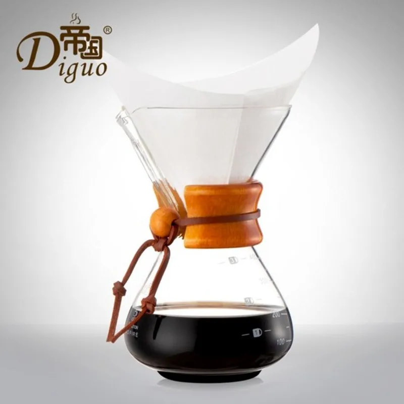 1pcs Glass Pour Over Coffee Maker Classic Series Glass Coffeemaker Cup American Drip Potin