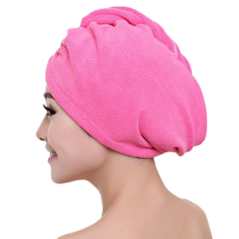 Urijk быстросохнущее полотенце из микрофибры для быстрой сушки, шапка-тюрбан, женское банное полотенце из микрофибры, сухая шапка для волос, Абсорбирующая шапочка для душа - Цвет: rose red
