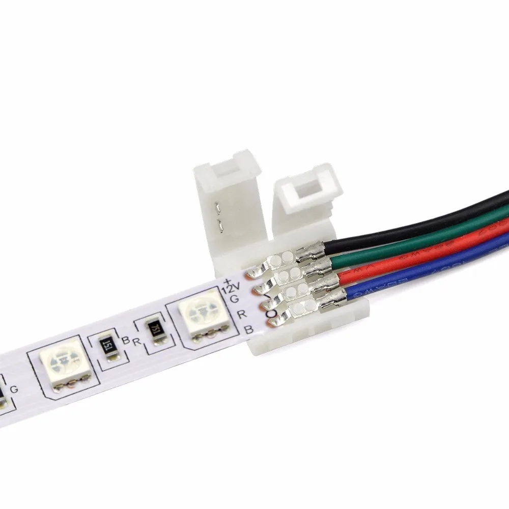 Светодиодная лента RGB коннекторы светильник 10 мм 4 Pin без паяльного кабеля плата PCB