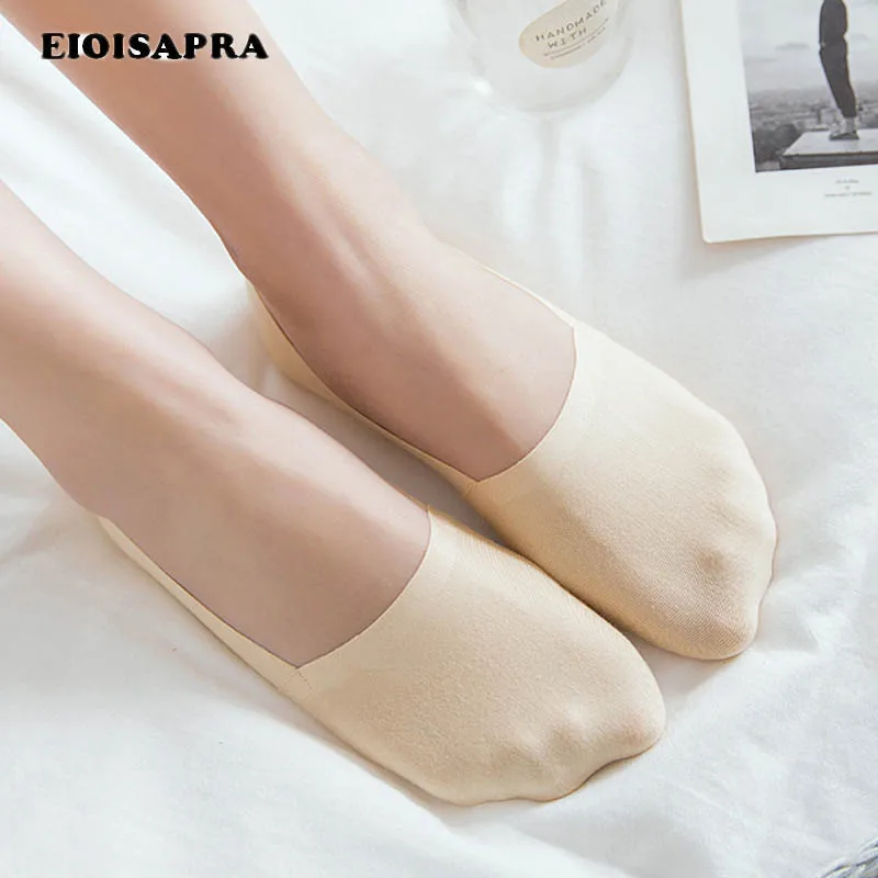 

[EIOISAPRA]New Product Spring/Summer Stealth Pure Color Ice Silk Silicone Antiskid Absorb Sweat Breathable Socks Women Meias