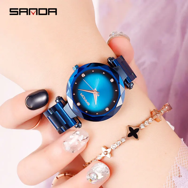 

Sanda Ladies Watches Gradient Color Rhinestone Dial Fashion Women Watch Female Quartz Clock zegarek damski relogios feminino