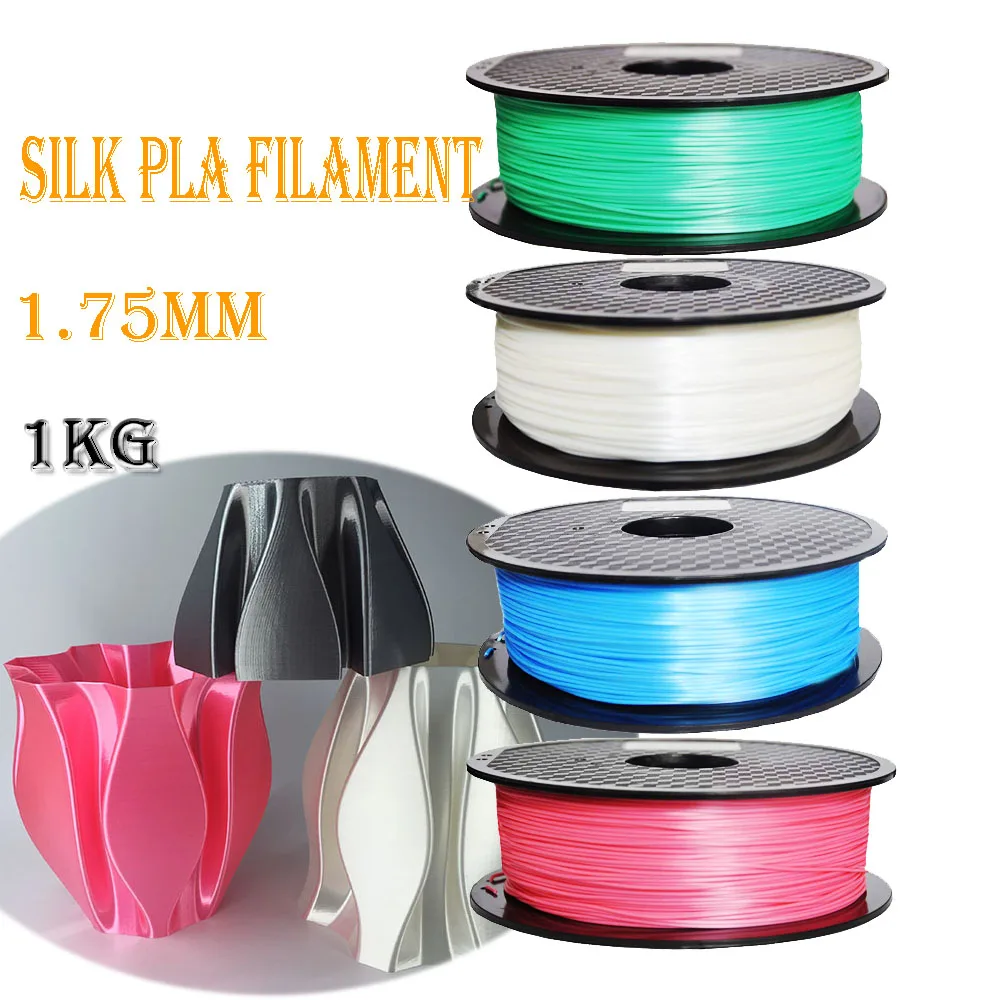 

Top Quality 3D Printer Filament Silk-Like PLA 1.75mm 1KG Natural Blue Red Green Gold Silk Texture Feeling 3D Printing Material