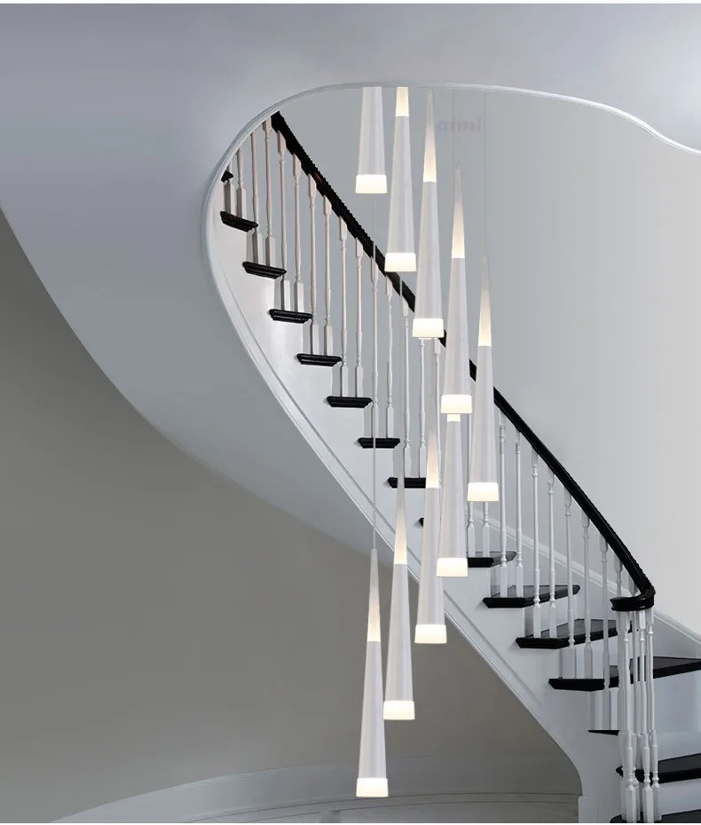 

1.5-3.5M Milan Led Cone lights Spiral pendant lamps for dining room drop light long Spiral Stair lighting pendant lights 110v 220v