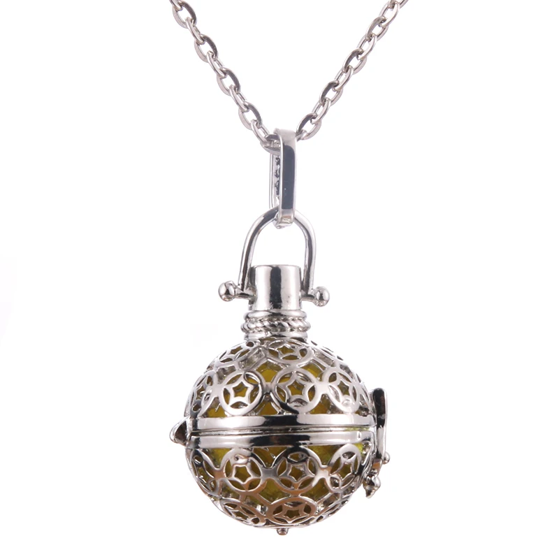 Lotus Guanyin Music Ball Bell Aromatherapy Locket Pendant Necklace Charm Perfume Essential Oil Diffuser Woman Gift Jewelry - Окраска металла: G