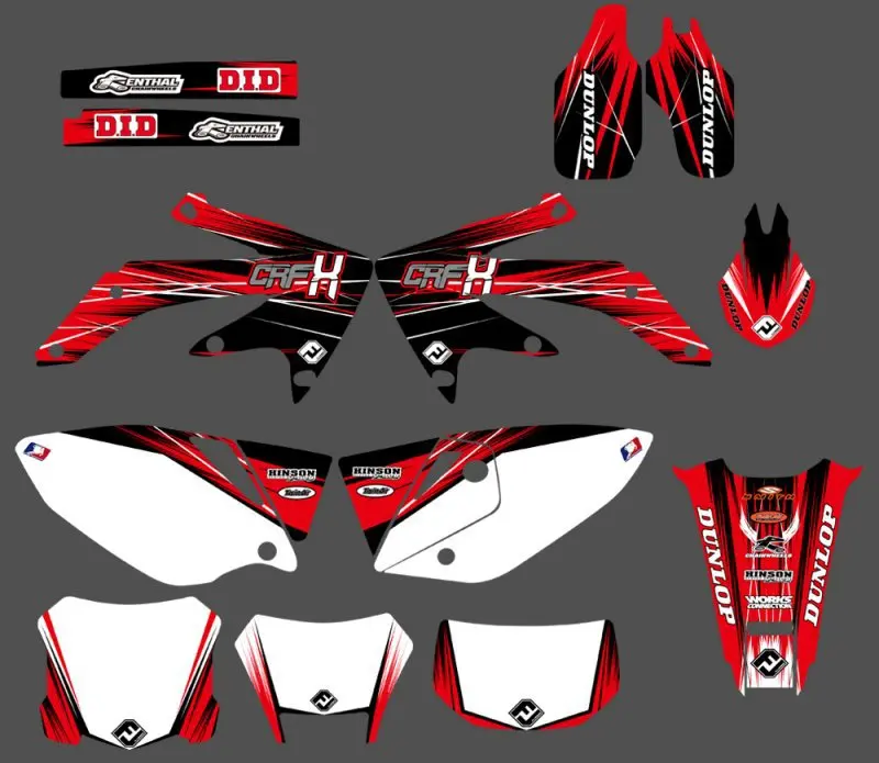 

0182 New Style Red TEAM GRAPHICS BACKGROUNDS DECAL STICKER Kit For Honda CRF450X 4 STROKES 2004-2012 CRF 450X Sticker And Decal