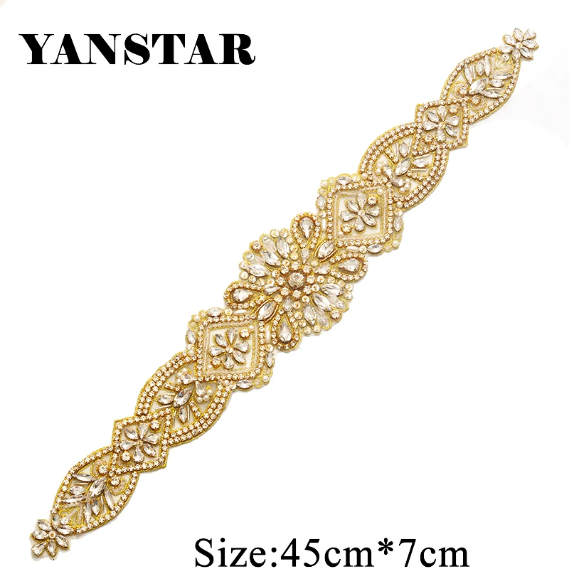 YANSTAR 5 шт. свадебные Sash Hand бисером Швейные Кристалл Rhinestone Аппликация утюг на для ремня Свадебные платья YS828