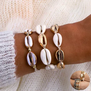 

FAMSHIN New Hot Cowrie Shell Jewelry Bracelets for Women Delicate Gold Color Shell Handmade Bracelet For Women Beach Jewelry