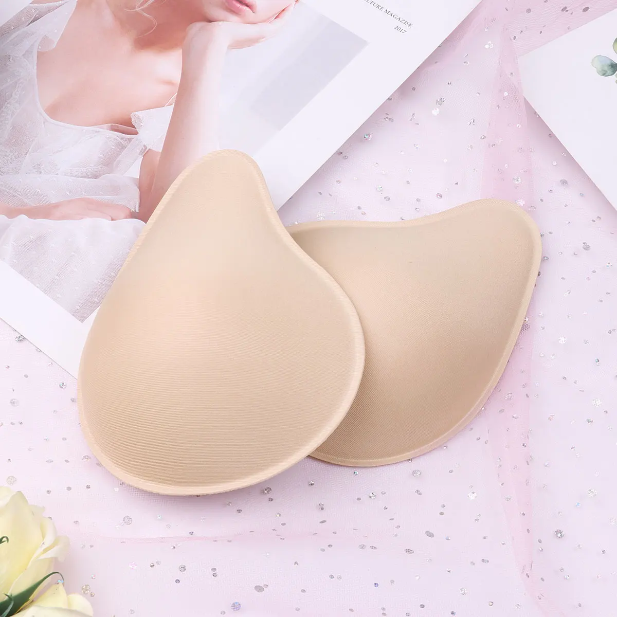 

1 Pair Womens Comfortable Breathable Strapless Invisible Nude Foam Bra Pads Inserts Removable Push Up Breast Enhancer Supplies