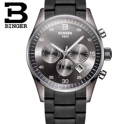 Швейцарские мужские часы люксовый бренд Бингер кварцевые мульти дисплей спортивные силиконовые наручные часы водонепроницаемые мужские часы B1101-4 - Цвет: Item 5