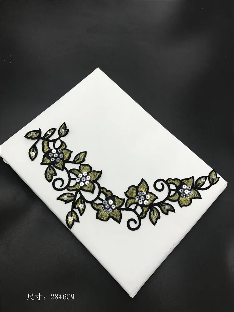 embroidery sequins patches large 2 yellow