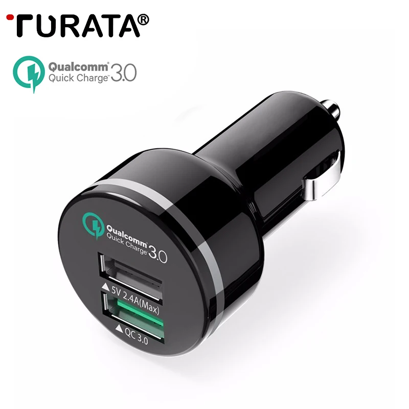 TURATA USB Car Charger for iOS and Android Devices 2 Port 5V 2 4A Qualcomm Quick