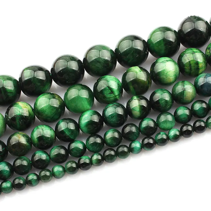 

4-14mm Round Green Tiger Eye Stone Beads Natural Gem Stone Beads For Jewelry Making Beads Bracelets For Women 15'' DIY Beads